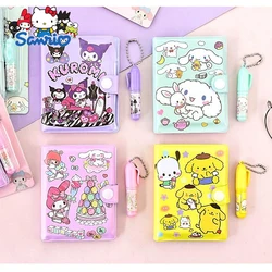 Sanrio Handbook Kuromi Cinnamoroll Melody Pompompurin Cartoon Cute Children Notebook And Ballpoint Pen Set Child Gift Wholesale