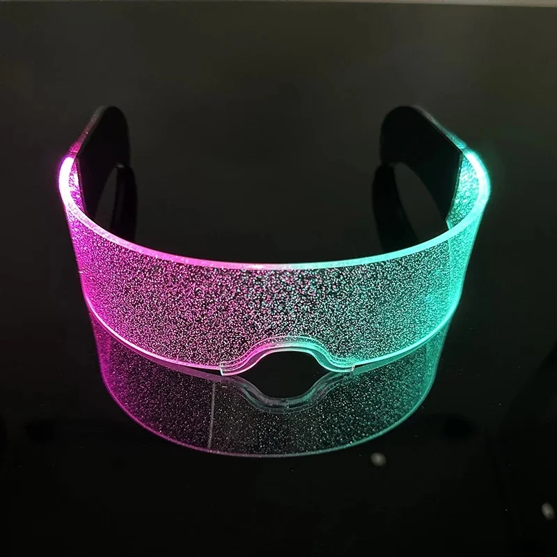 Óculos de tecnologia LED brilhantes com design Cyberpunk recarregável por USB para festival de música/festa rave – Óculos com efeitos Starlight