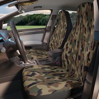Camo Car Seat Covers | Green, Tan, Black, Brown Camouflage | Set of 2 Seat Protectors | Universal Fit for Bucket Seats