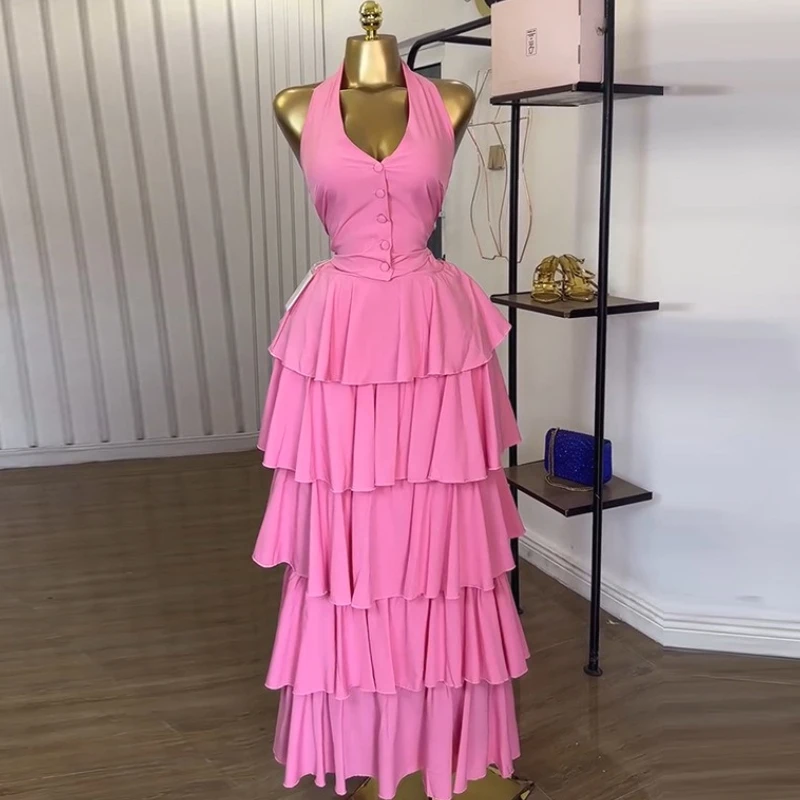 

Two Piece Sets Women Skirt Set Cake Skirts Party Night Halter Matching Sets Dress Set Tops Elegant Club Y2k Streetwear Work 2025