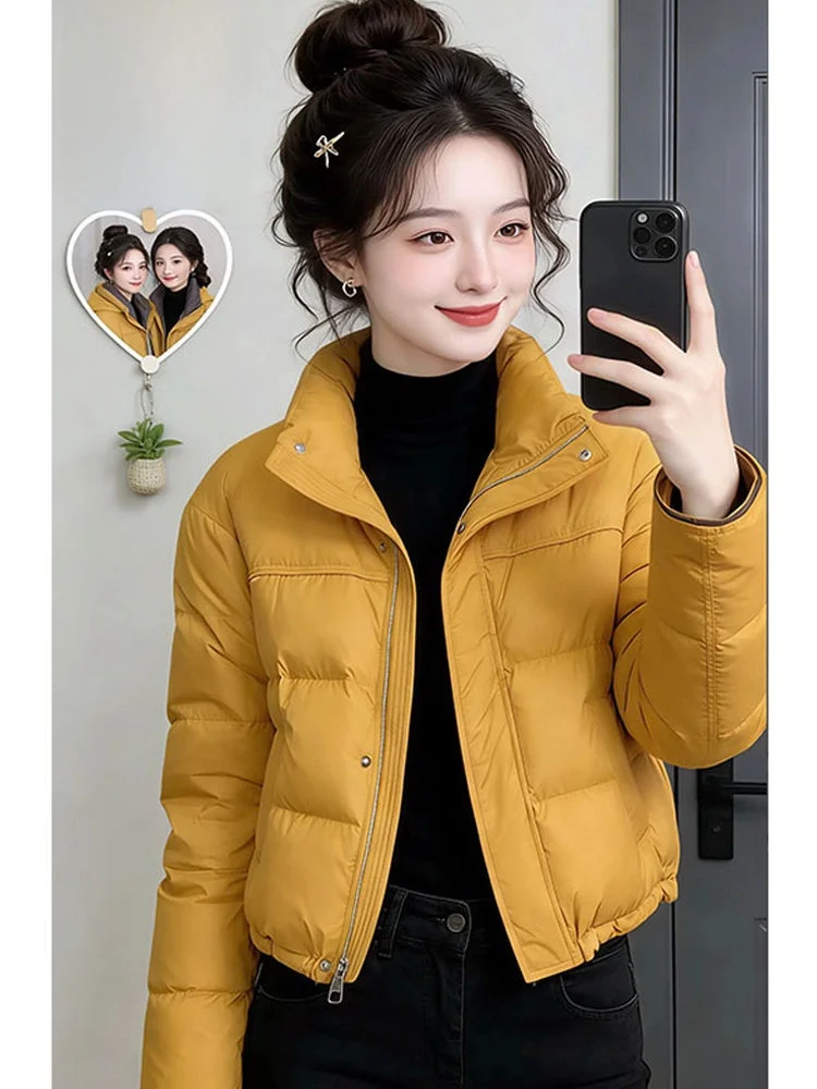 

Fashionable Lazy Short Cotton Jacket Women's Winter New Style Anti-Aging Korean Version Comfortable Warm round Neck Coat