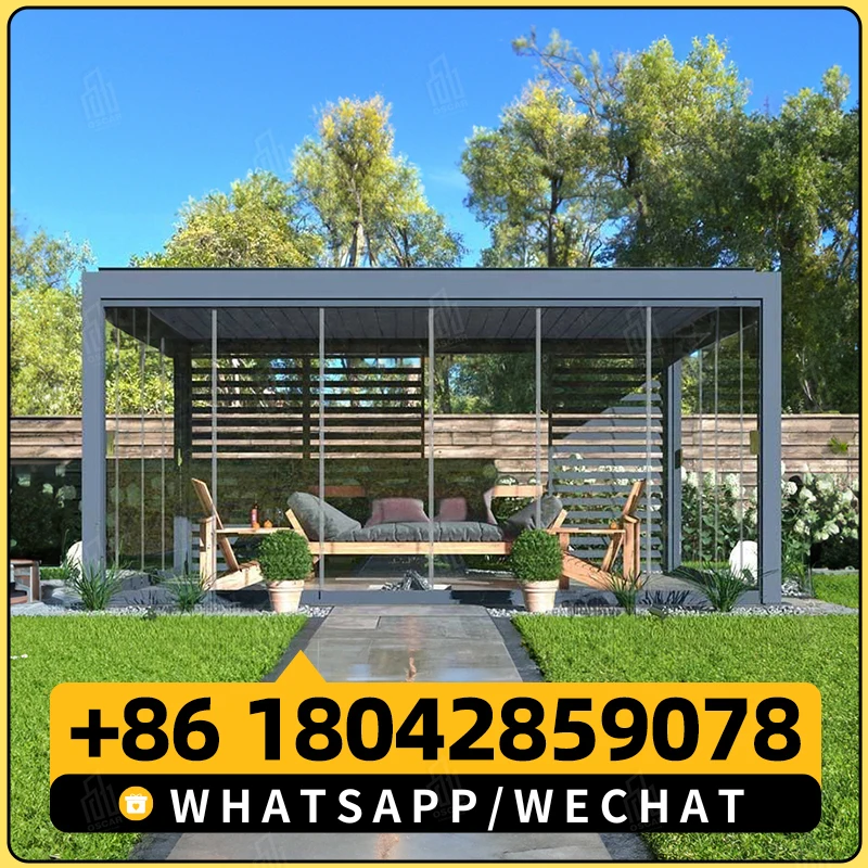 Customized Waterproof Louver Roof Electric Gazebo Garden Aluminium Pergola