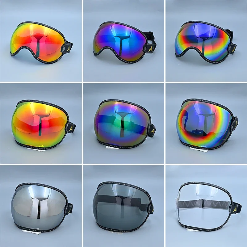 Retro Motorcycle Goggles Bubble Visor Outside Riding UV Protection Windshield Colorful Vintage for Half Face Helmets