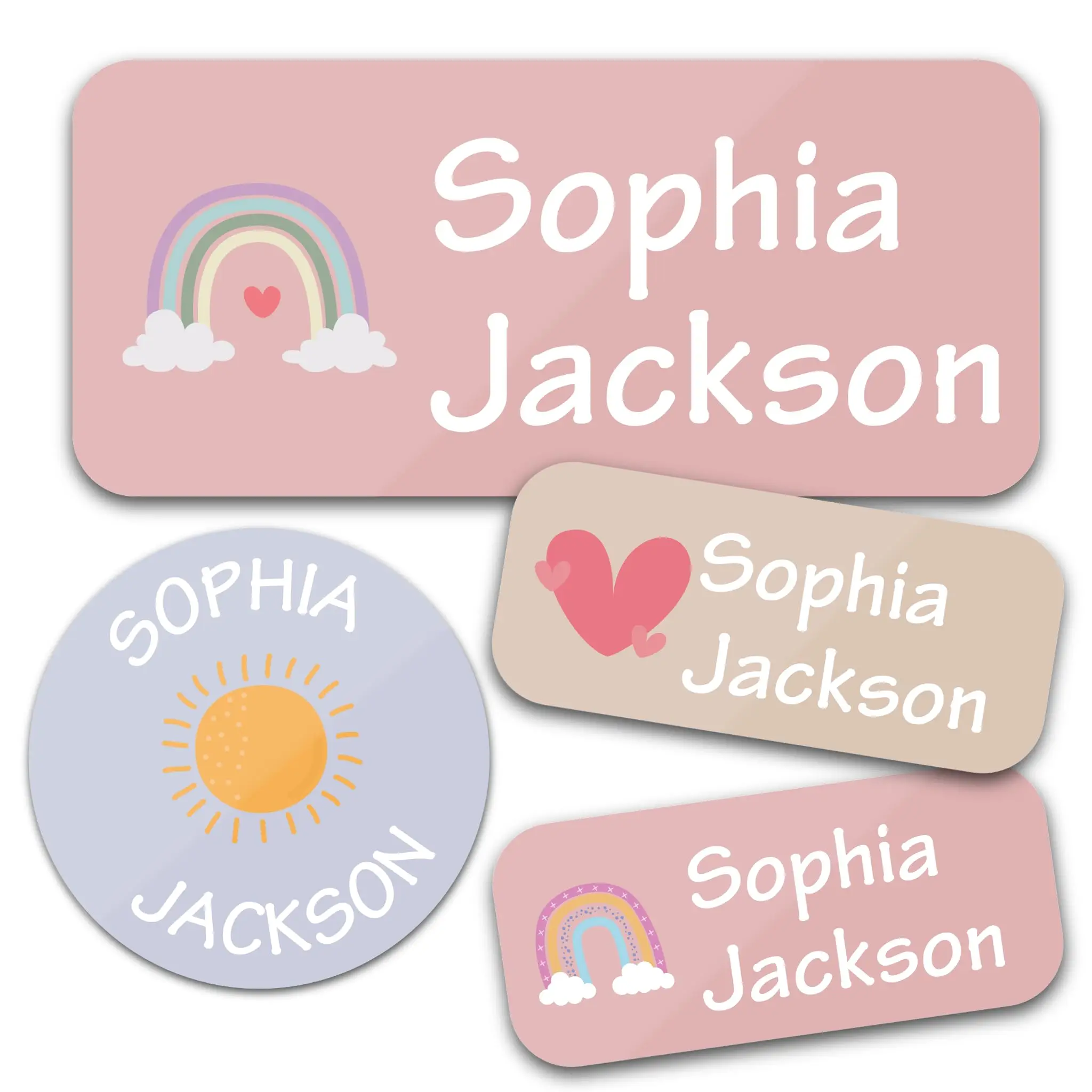 Trees Custom Name Labels, Personalized Rectangle & Round Stickers in 3 Sizes for Bottles, School Supplies, Lunch Boxes