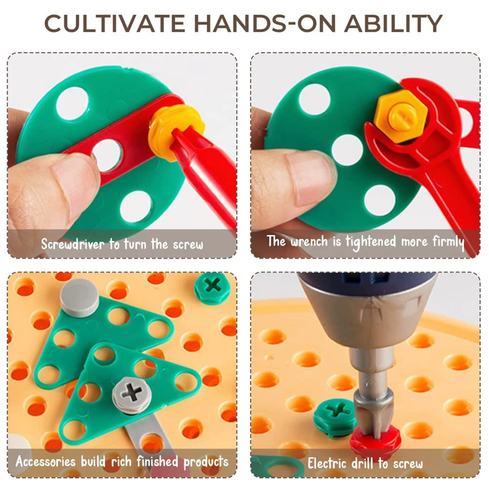 DIY Kids Repair Tool Kit Puzzle Toys Educational Building Toys for Boys Girls Electric Drill Screw Tool Set Pretend Play Toys