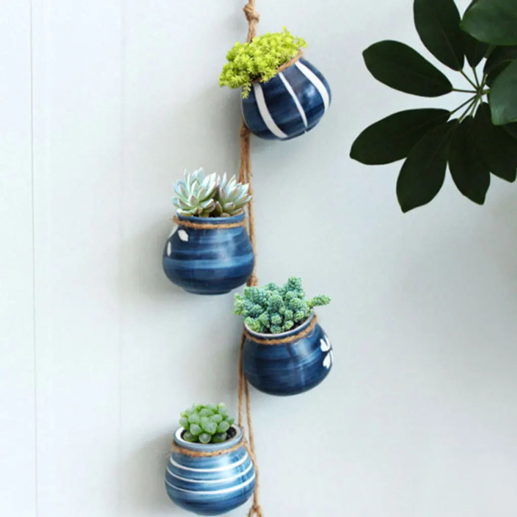 

4x Blue Stylish Hanging Basket To Showcase Beautiful Plants Indoor And Outdoor Outdoor Hanging Pot