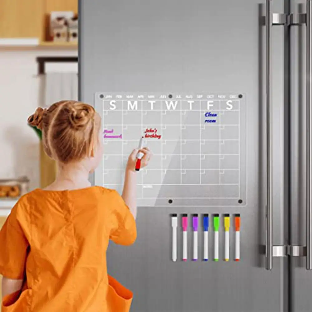 แม่เหล็กปฏิทินแม่เหล็กตู้เย็นแม่เหล็กการบริหารเวลาตู้เย็นแม่เหล็กอะคริลิคปฏิทินบอร์ดวางแผนของใช้ในบ้าน