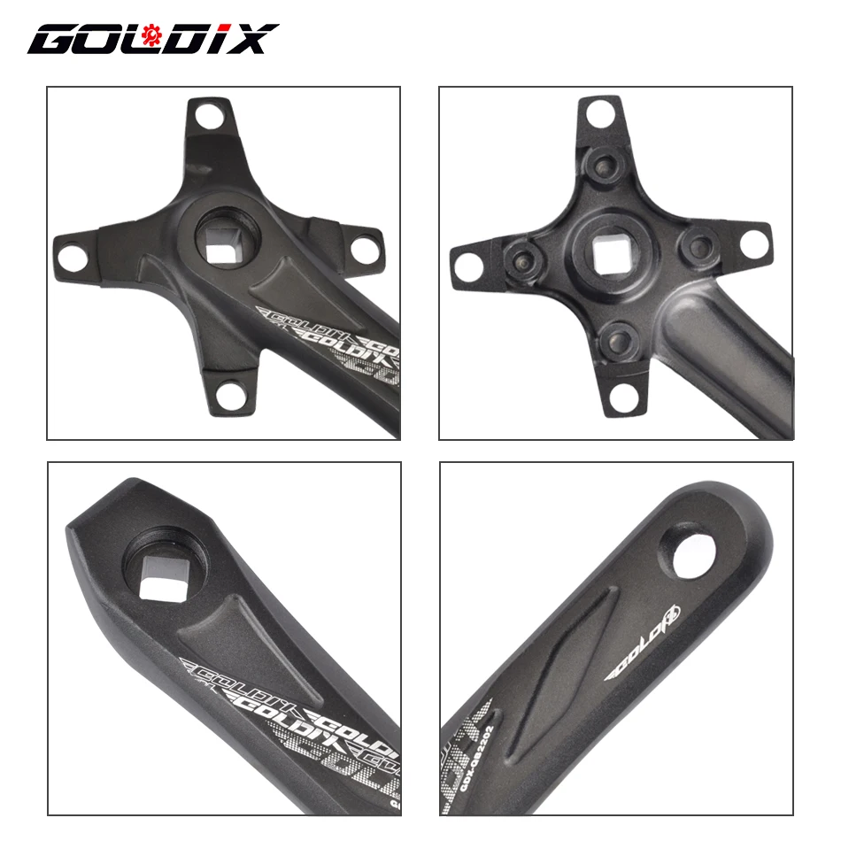 GOLDIX Square Hole Bicycle Crankset Aluminum Alloy MTB Crank 170/175mm Length Narrow Wide Teeth 104BCD 32/34/36/38/40/42T