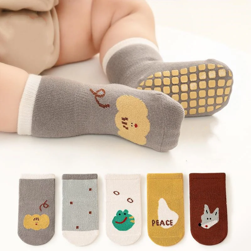 0-5Years Baby Girl Boy Socks Anti Slip Cotton Print Non-slip Toddler Socks for Girls Boys Casual Cartoon Kids Accessories