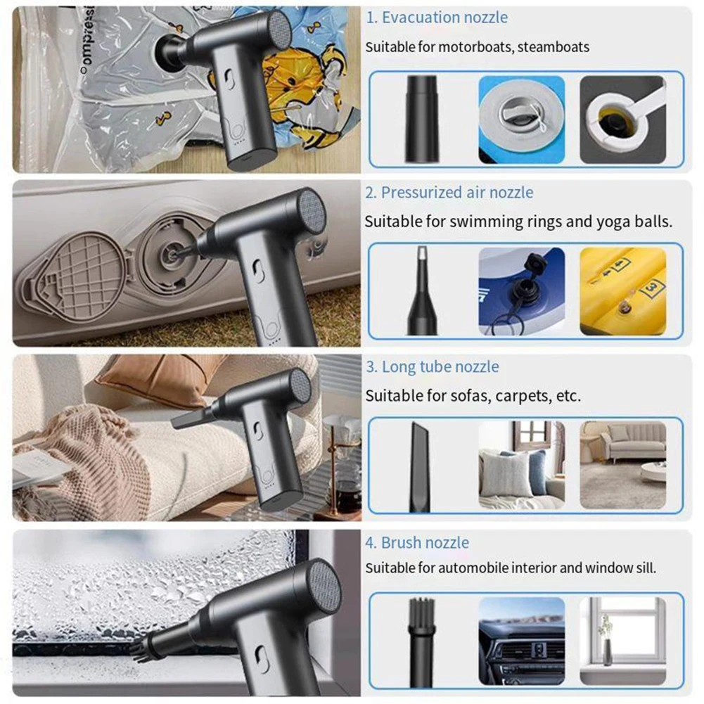 2 in 1 Air Blower & Vacuum Cleaner 110000 RPM 4000mAh Jet Dry Blower Rechargeable Computer Vacuum Cleaner for Keyboard Cleaning