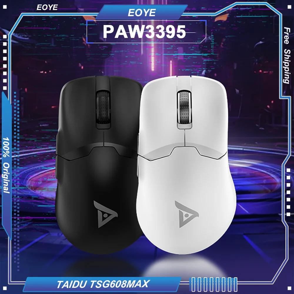 TAIDU TSG608MAX Tri-mode Lightweight Wireless PAW3395 Mouse Gaming PC Universal Bluetooth Right Handed Ergonomic Esport Optical