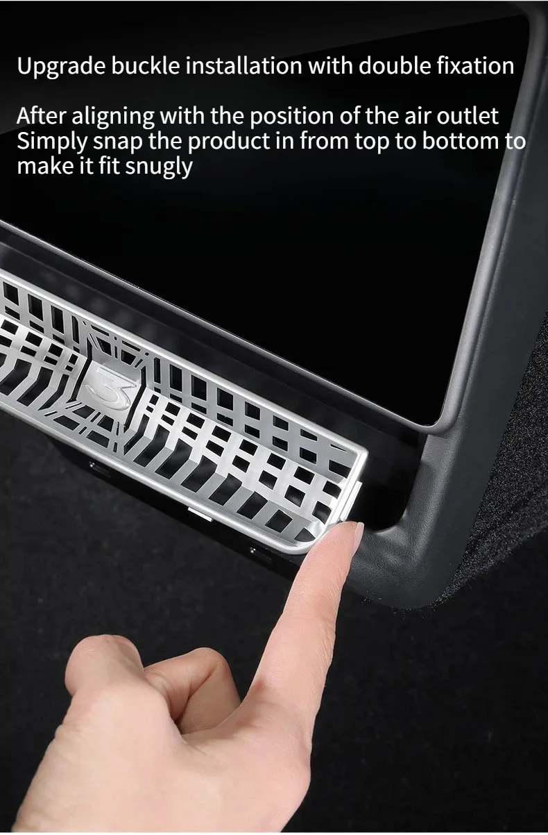 Hintere Luftauslassabdeckung für Tesla Model 3 Highland Model Y/YL Juniper Edelstahl Staubschutzabdeckung Innenraum-Zubehör – Detail 4