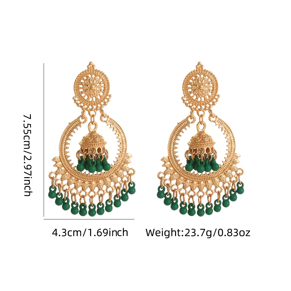 European and American Bohemian Exaggerated Tassel Small Bell Earrings Metallic Design Ethnic Style Birdcage Earrings For Women