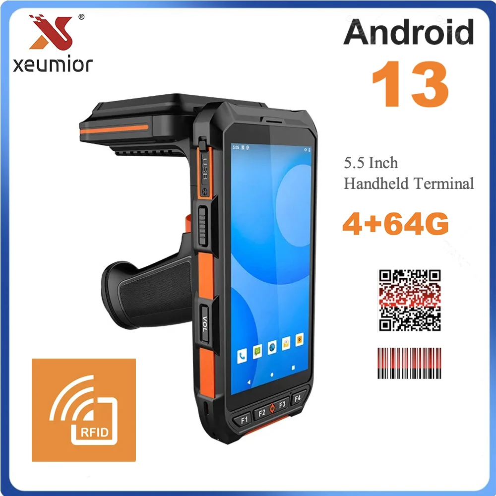 Android 13 Wireless Handheld RFID Reader 4G WIFI GPS 1D 2D Smart Mobile PDA Barcode Scanner Honeywell Scan for Logistic  DT61