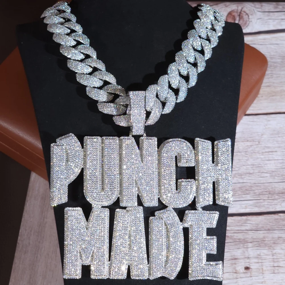 

ICEC Custom Hiphop Name Pendant Iced Out CZ Stones 22mm Cuban Chain Street Fashion Style Luxury Charm Thick Link