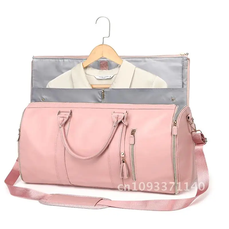 

1pc Bag Women's Travel Convenient Carry-on Clothing Foldable PU Large Duffel Bag Business Travel Leather Women's Bag