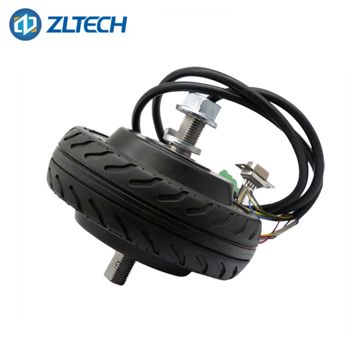 Low Speed 5.5inch 24V 150W 400RPM 60kg Load Gearless Brushless Robot in Wheel DC Servo Hub Drive Motor with Encoder view 3