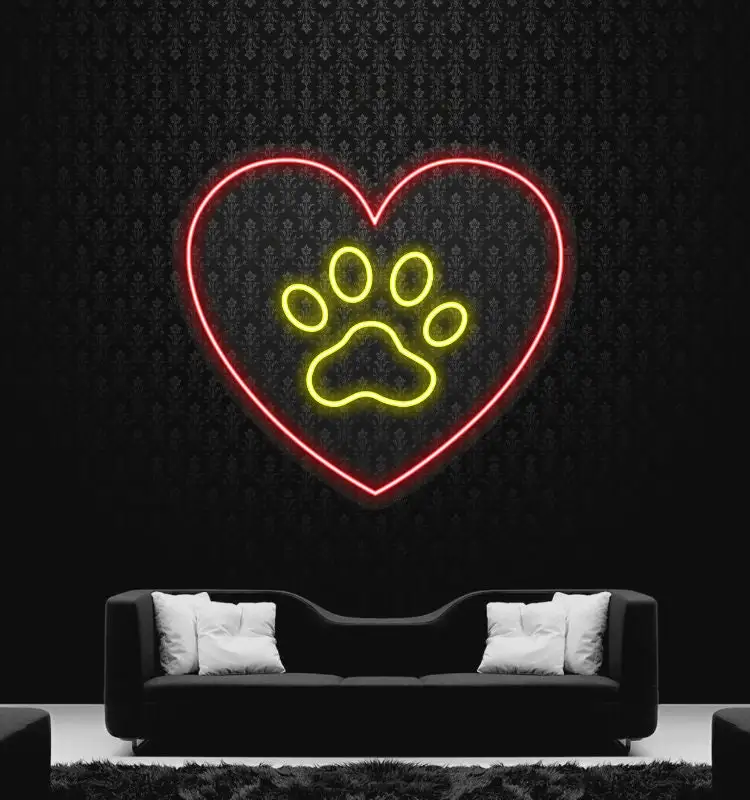 paw print neon sign for wall decor bar cafes presentes de aniversario para amantes de caes 01