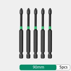 5Pcs PH2 Impact Screwdriver Bit Set Special Hex Shank Slotted Cross Phillips Batch Head Hardness Screw Driver Hand Tools