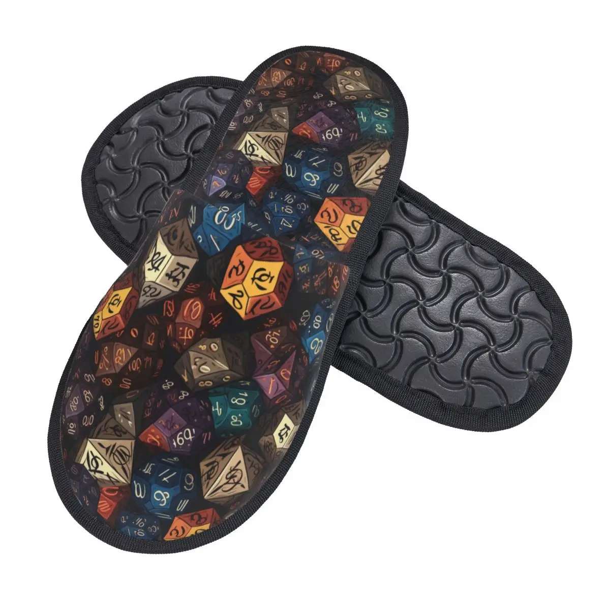 Custom Dice Fantasy Dragons DnD Game Memory Foam Slippers Women Comfy Warm House Slippers