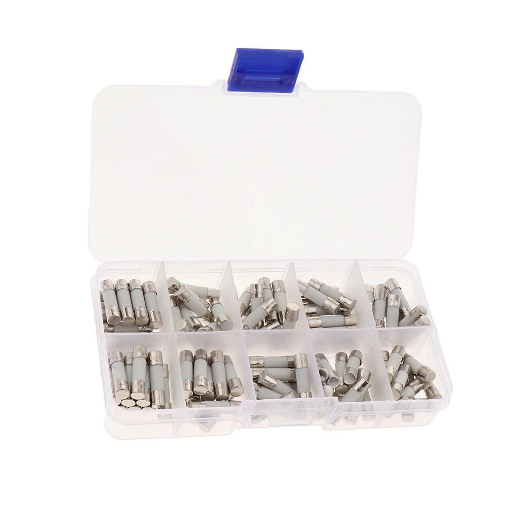 Fuses 100pcs Quick Blow Ceramic Tube 0.5A 1A 5A 6A 8A 10A 15A 20A 25A 30A