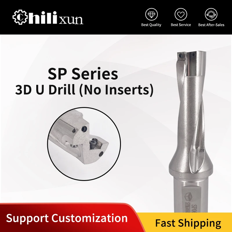 HILIXUN SP Series 3xD U Drill Bit Coolant Through Holder Indexable Carbide Insert for CNC Deep Hole Drilling Tool