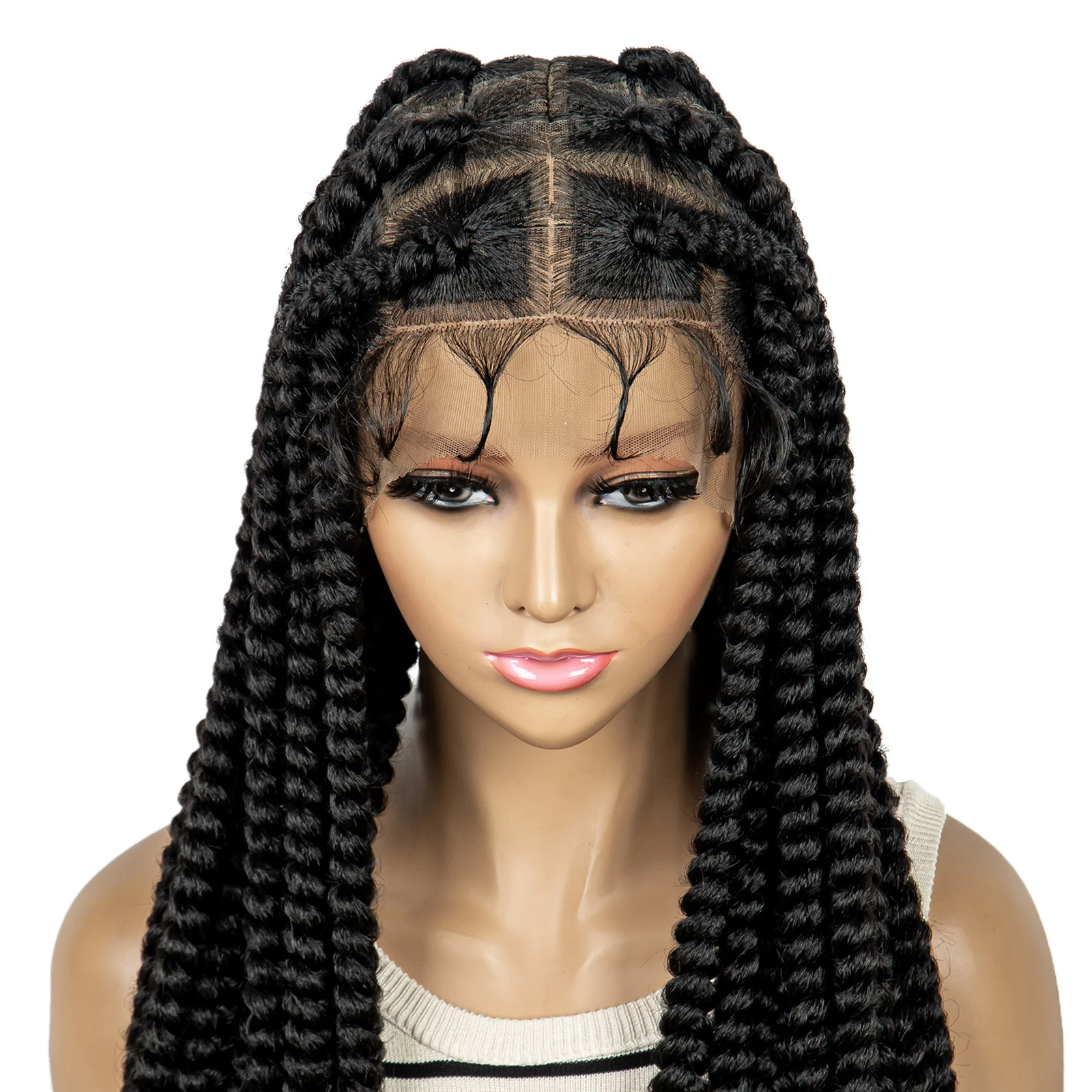 

Box Braided Wigs 34inch Long Hair Synthetic Cornrow Braiding Wigs Full Lace Knotless Lace Braids Wig with Baby Hair for Women