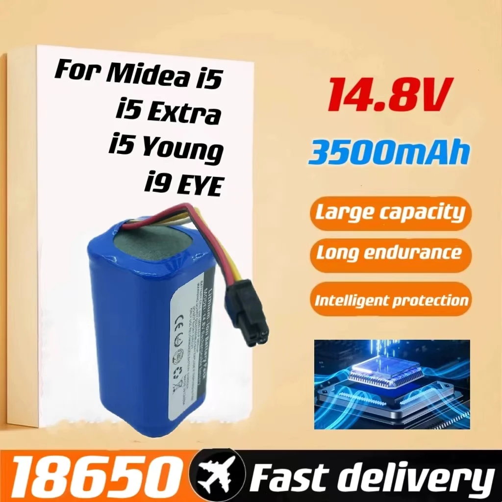 

lithium battery 14.8V 3500mah battery pack For Midea i5 / i5 Extra / i5 Young / i9 EYE Robot Vacuum Cleaner