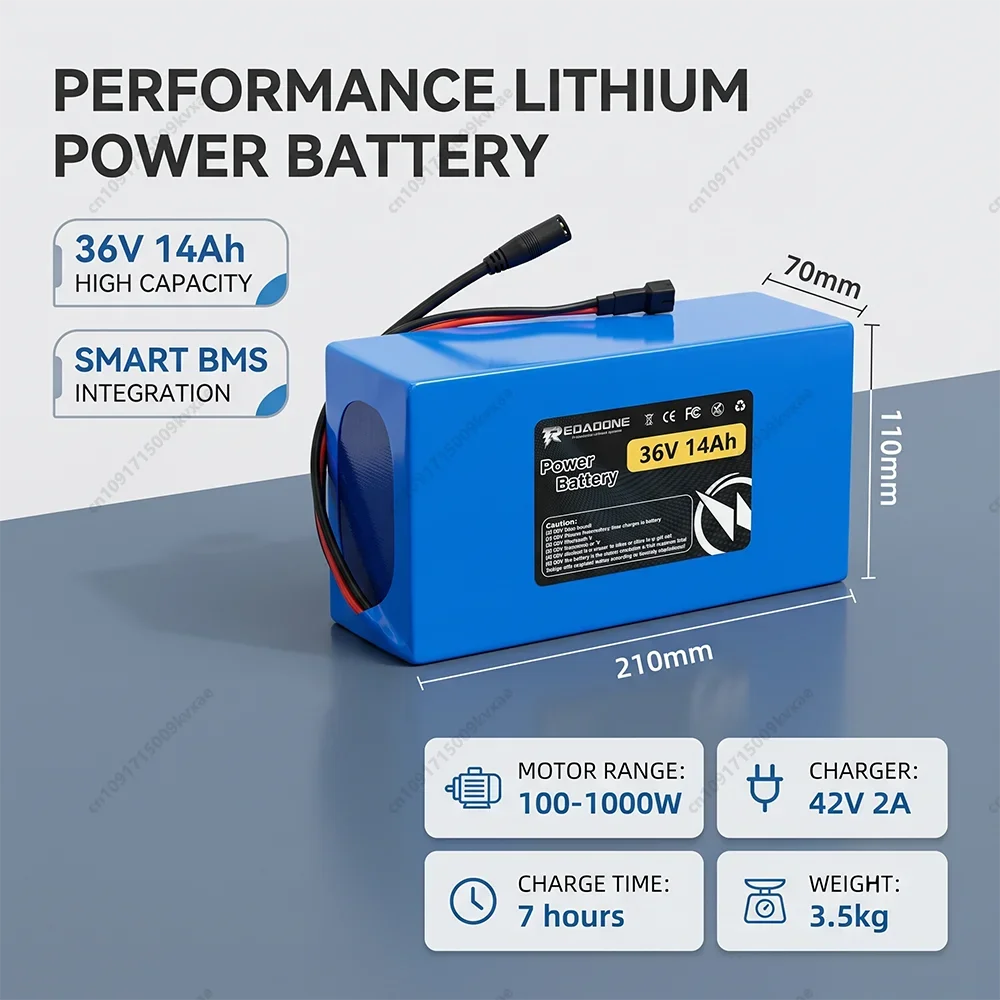 High Power 36V 20Ah 14Ah 8Ah E-Bike Lithium Battery for 500W 1000W 1500W Electric Bicycle Motor Engine 18650 Pack New