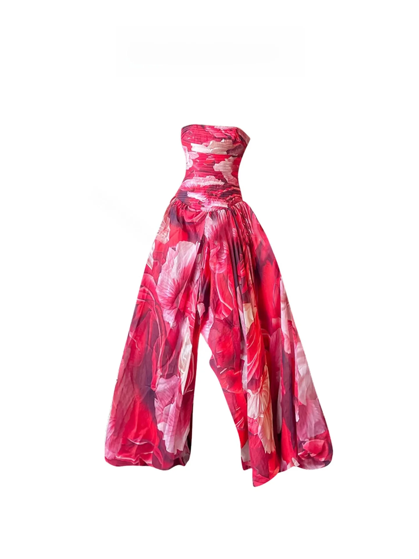 

HEZA plus Size Printed ter Dr Women's Ele Vaion Floral Long Skirt Loose Fit French Sle No Sve One oulder