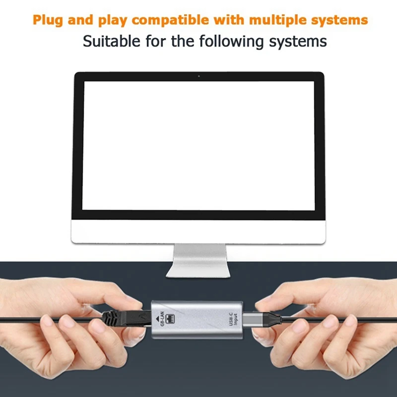 USB C 1000Mbps Ethernet Adapter Type-C To RJ45 Port Gigabit Wired LAN Network Card For Desktop PC Laptop Smartphone