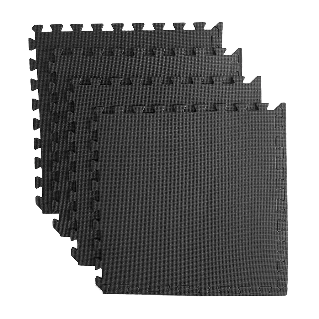 سجادة ألغاز لصالة الألعاب الرياضية واللياقة البدنية مقاس 60 × 60 × 1 سم في عبوات تاتامي سوداء سهلة التجميع مطاط إيفا غير قابل للانزلاق