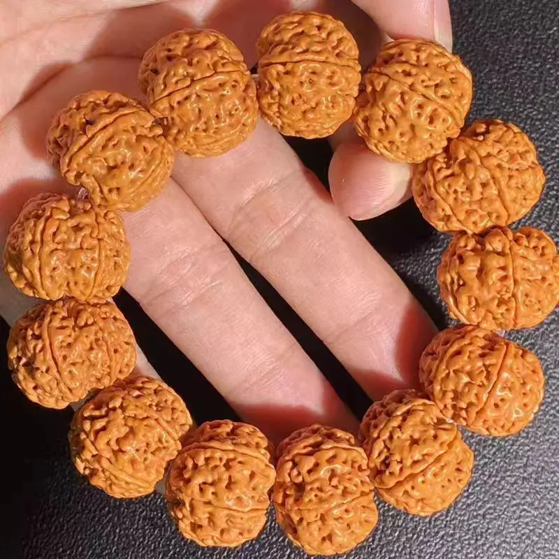 Nepal Big Bracelet Men's Stump Full of Meat Stars Double Texture Rudraksha Deep Five 5 Petals