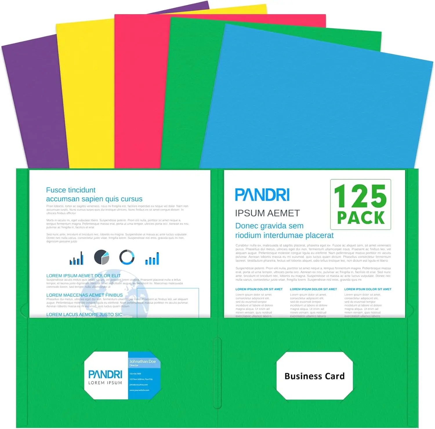 

125 Pack 2 Pocket Folders, Letter Size Paper File Folder for School Office Home Business, Assorted Colors