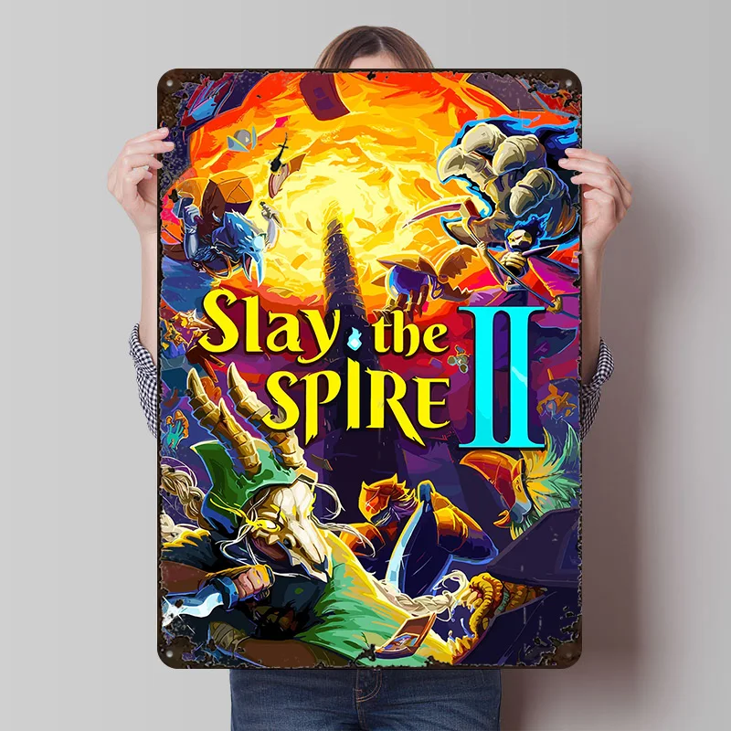 Slay the Spire II Game Art Printed Poster Customized Retro Wall Art Vintage Metal Tin Signs for Gaming Room Decoration Cozy Home