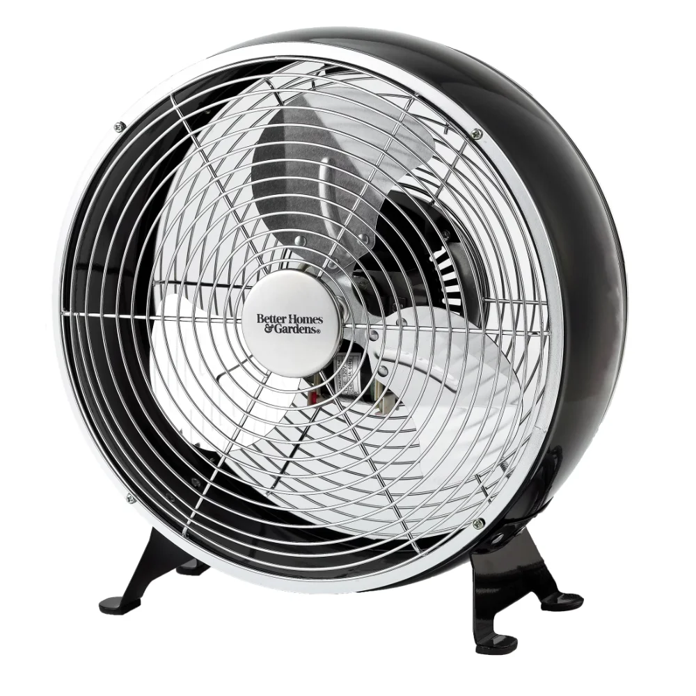 Better Homes & Gardens 9 Inch Retro Table Drum Fan Black