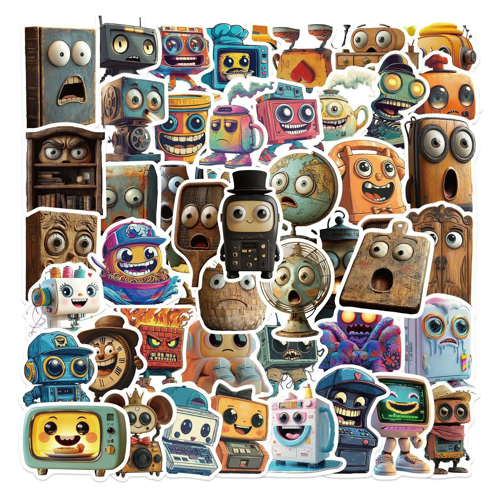 50PCS Cartoon Retro Kleine Werkzeug Graffiti Aufkleber Wasserdicht DIY Hand Konto Gitarre Skateboard Gepäck Aufkleber