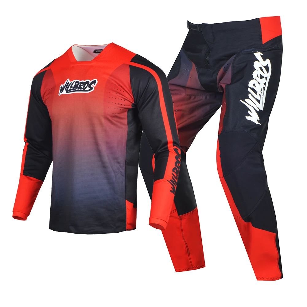 Willbros MX Motocross Racing Jersey and Pants Combo Offroad Dirt Bike Mountain Enduro MTB BMX Riding Gear Set