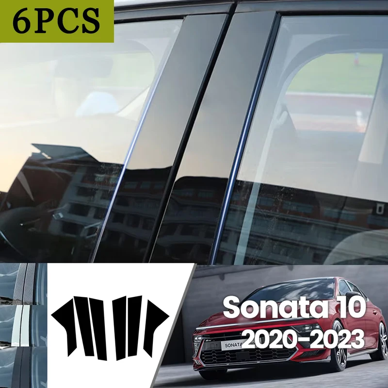 

For Hyundai Sonata 10 2020-2023 2021 2022 Bright Black Carbon Fibre Window Door Waterproof B C Sticker