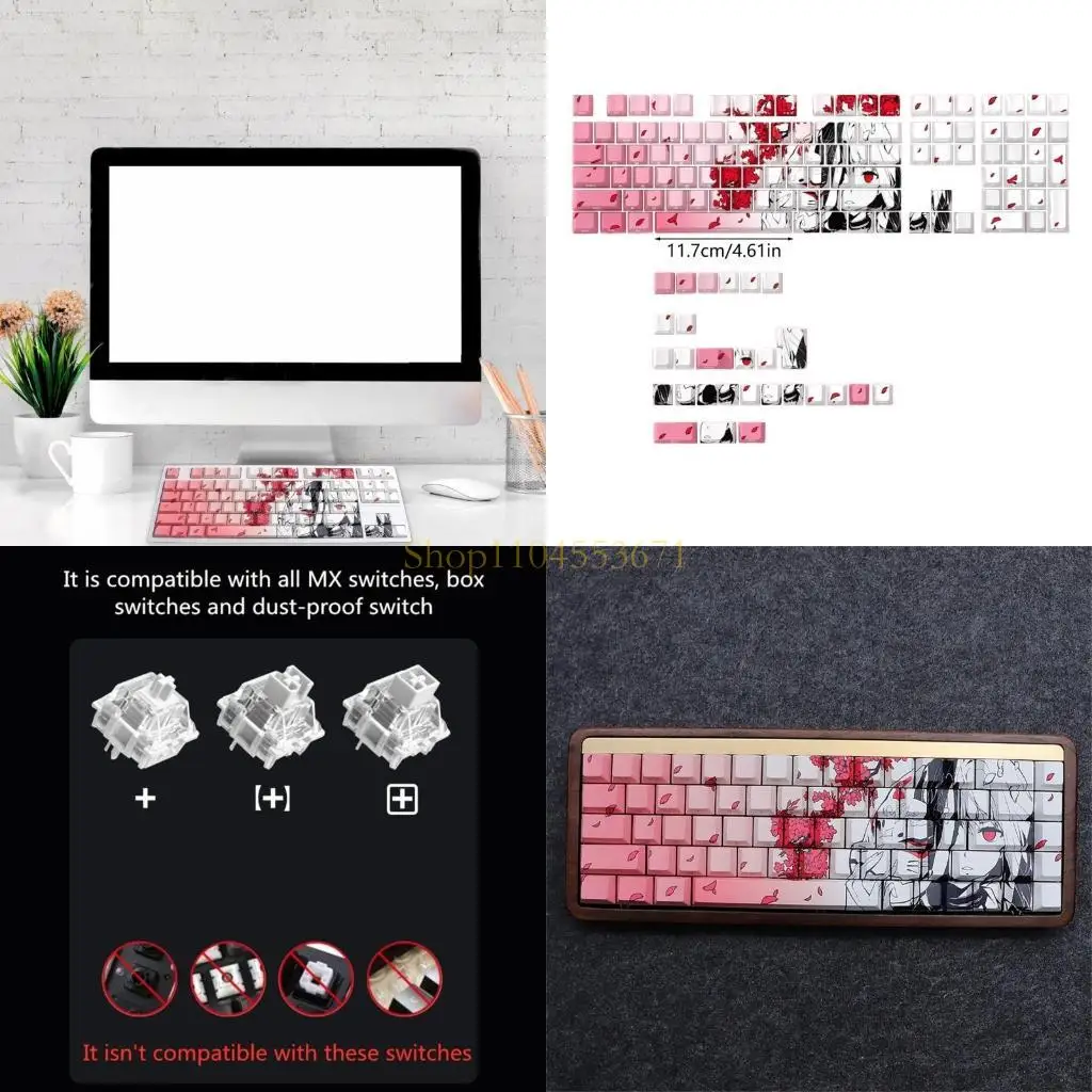 

Бестселлер 136pcs полупрозрачный Drgrgon Keycaps Side Print для механической клавиши клавиш