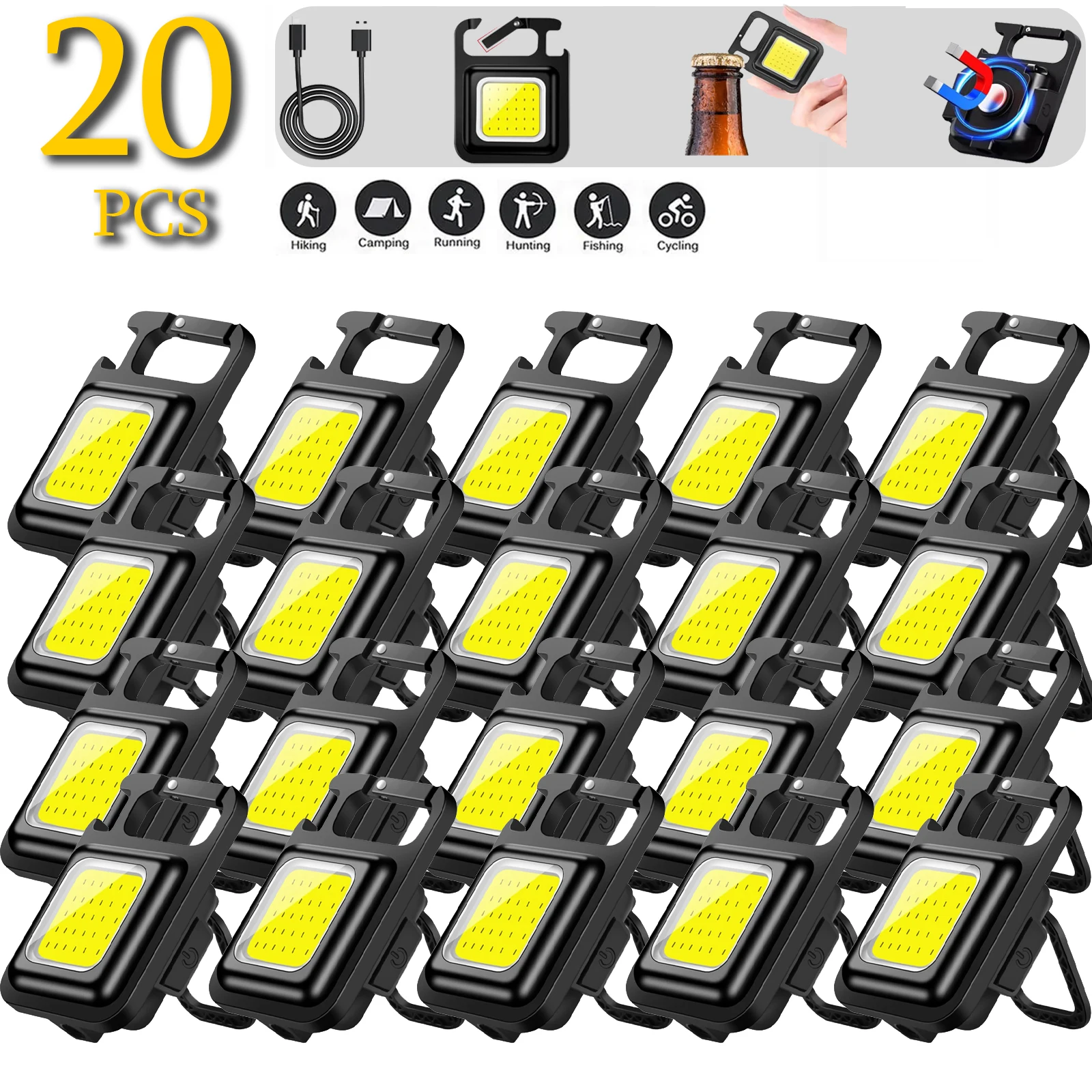 

Super Bright Mini COB Keychain Portable light Flashlight Charging Lamp Camping Lights with Magnet 4 Lighting Modes Forwork Light