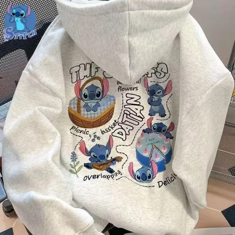 

Disney Cartoon Cute Stitch Hoodie for Men and Women, Fashion Versatile Casual Loose-Fit Lightweight Spring and Autumn Pullover