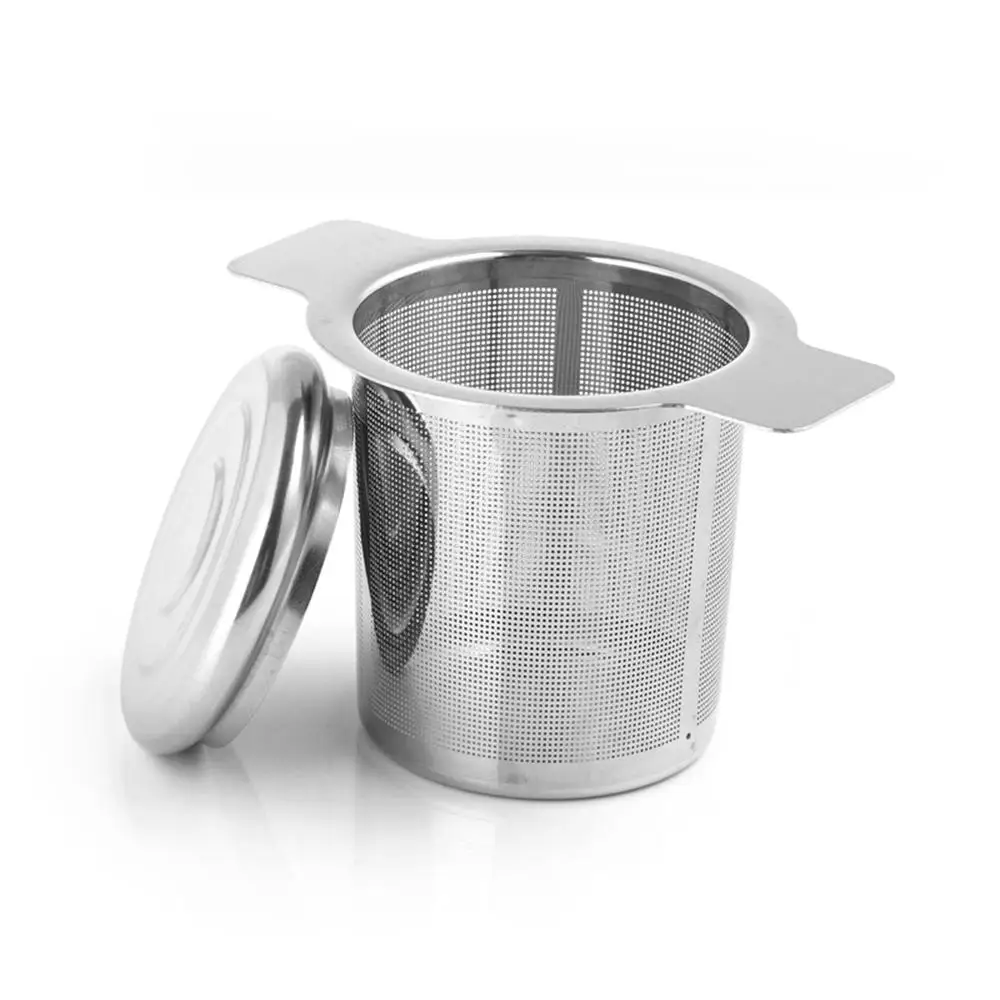 10pc Mesh Tea Infuser Tea Leak Reusable 304 Stainless Steel With Cover Filter Grid Binaural Tea Leak Coffee Mesh Filter Teaware