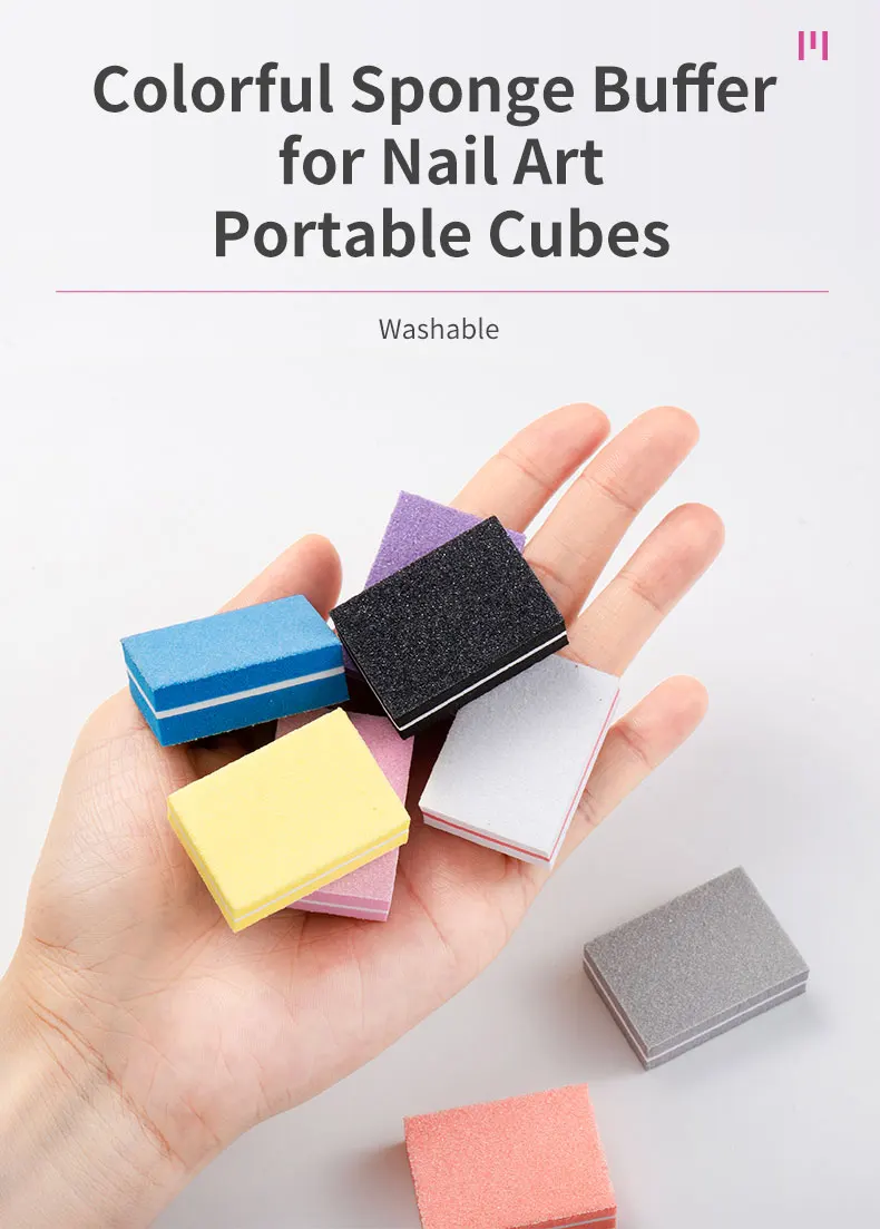 50 teile/los Zwei-seitige Mini Nagel Datei Blöcke Bunte Schwamm Nagel Puffer Block Nagel Polieren Maniküre Werkzeuge 100/180 körnung – Detail 9