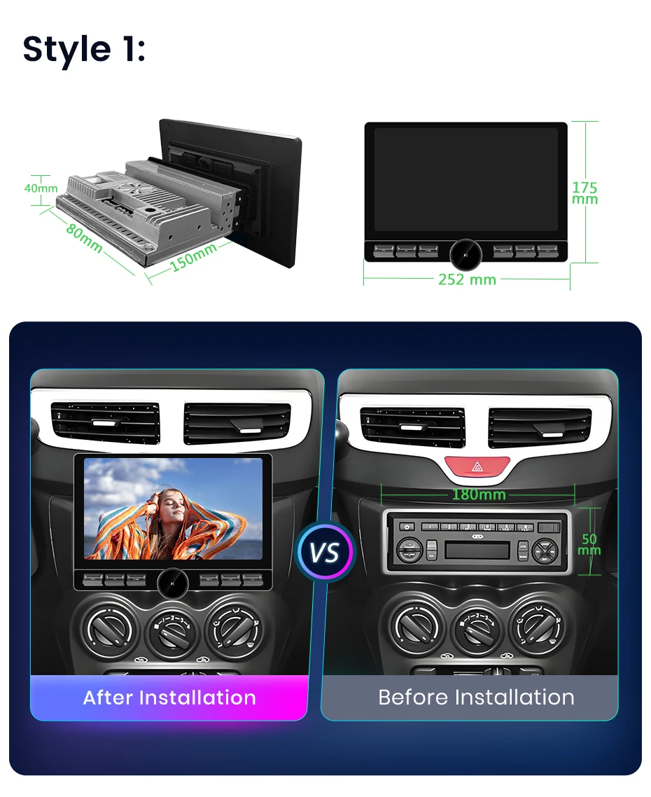 Junsun 10 Zoll drehbarer IPS-Touchscreen 1 Din Universal Wireless für Apple Carplay Android Auto Autoradio Androidauto Stereo Multimedia-Videoplayer Smart Intelligent Systems GPS-Navigation Head Unit Autoradio WIFI BT 4G WIFI FM AM DSP RDS SWC – Detail 3