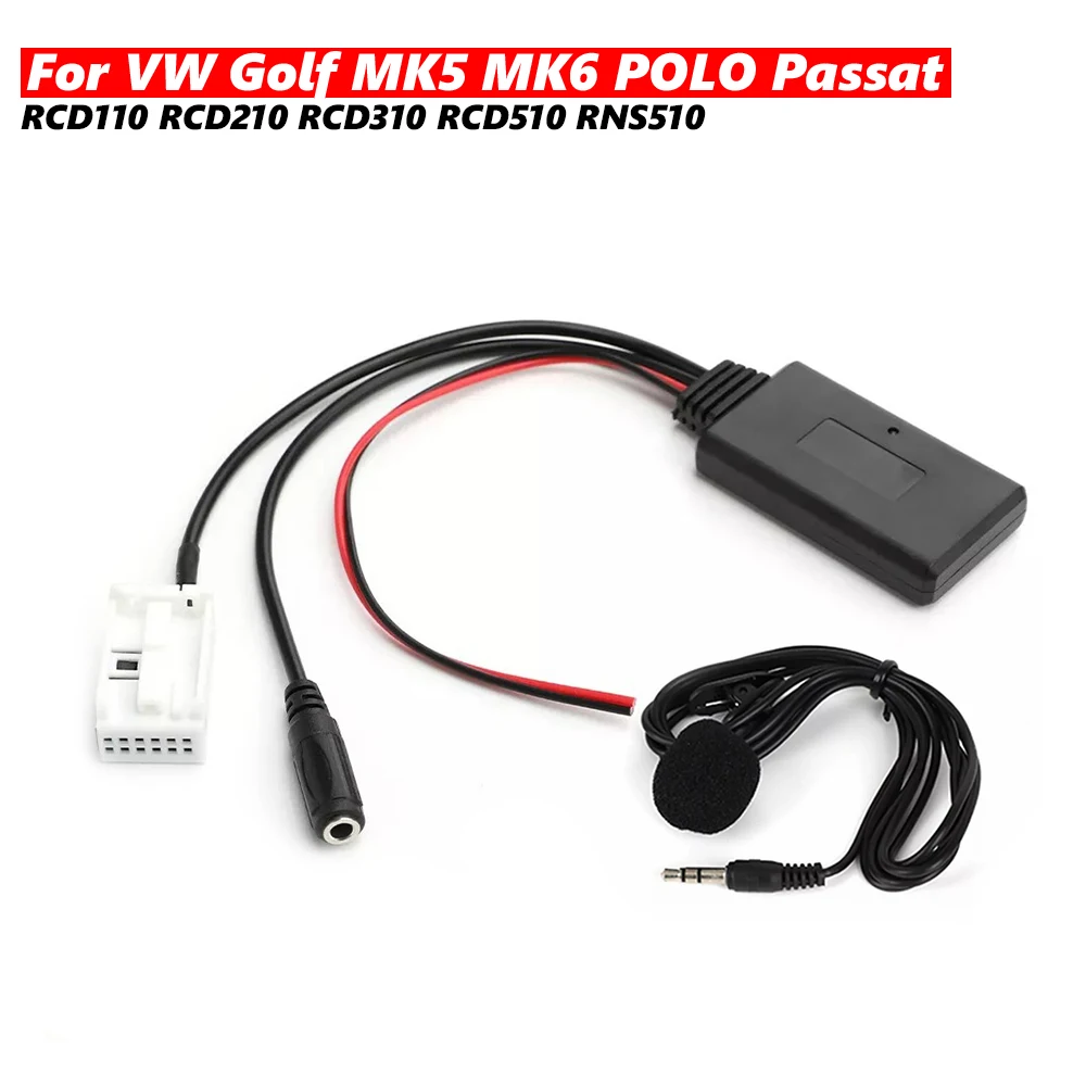 NEW Car bluetooth Wireless Adapter Stereo  AUX IN Music For VW Golf MK5 MK6 POLO Passat RCD110 RCD210 RCD310 RCD510 RNS510