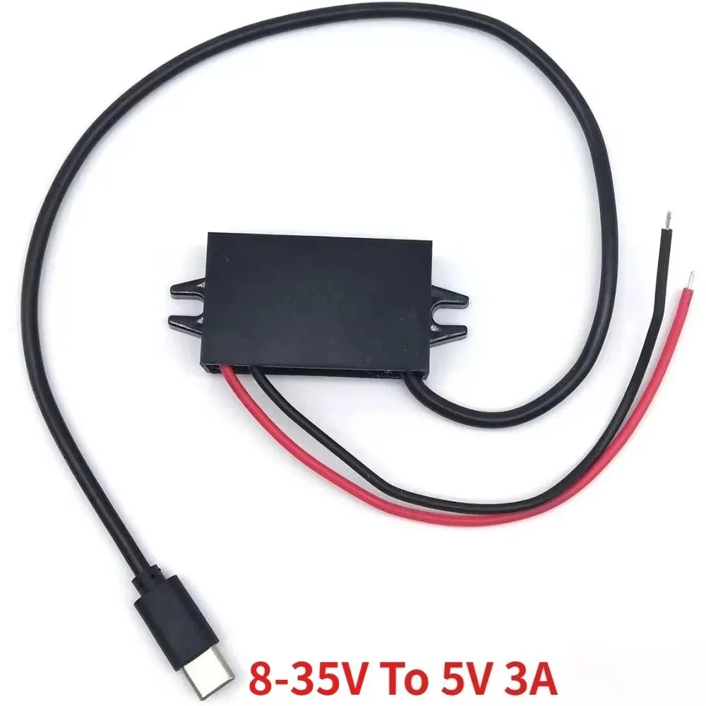 DC/DC Buck Module 12V 24V To 5V 3A Micro USB Type-C Output Step Down Voltage Regulator Charger Compatible for Electronic Device