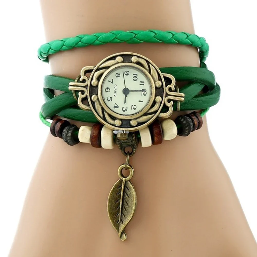 Relojes de vestir elegantes para mujer, relojes de pulsera Vintage, banda Leatcher, esfera pequeña, reloj de cuarzo femenino