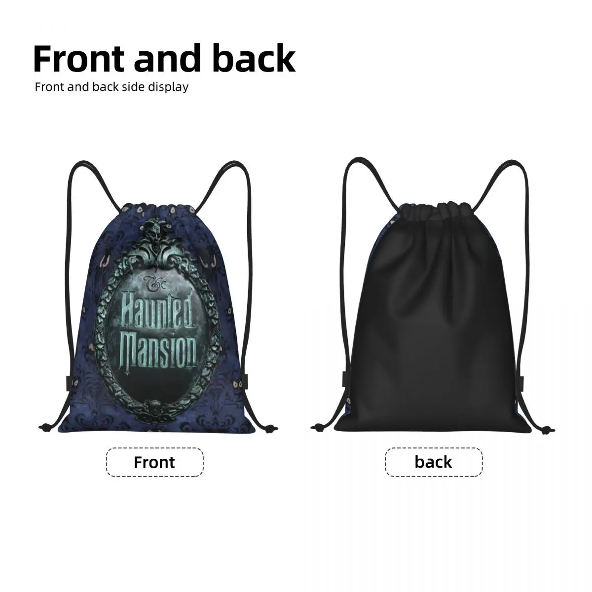 Haunted Mansion Logo Drawstring Bags Women Men Foldable Sports Gym Sackpack Halloween Grimace Ghosts Training Backpacks