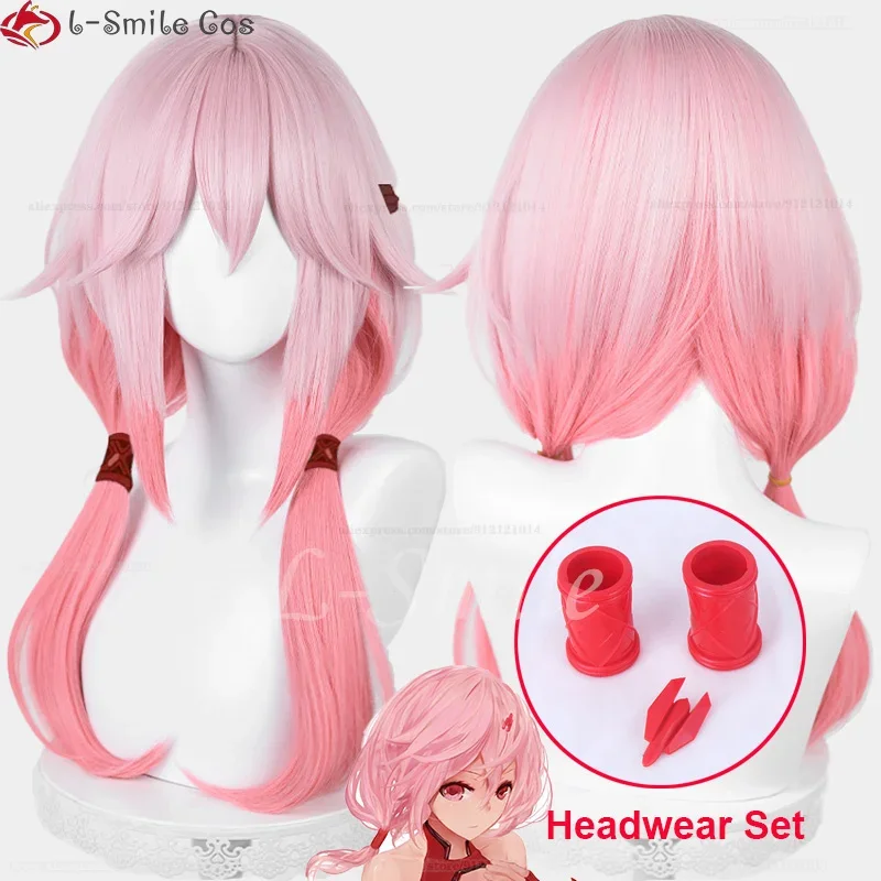 Yuzuriha Inori Cosplay Wig 60cm Pink Gradient Wigs Yuzuriha Inori Anime Cosplay Wig  Heat Resistant Synthetic Hair + Wig Cap